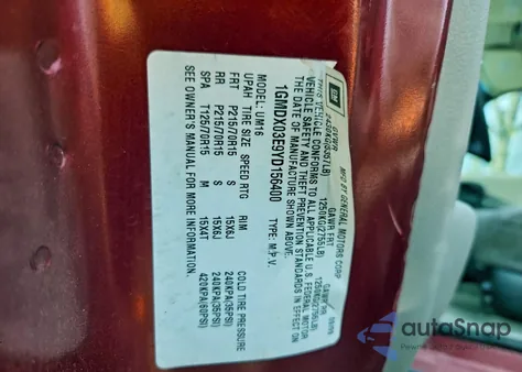 2000 Pontiac Montana from USA, damaged, VIN 1GMDX03E9YD156400